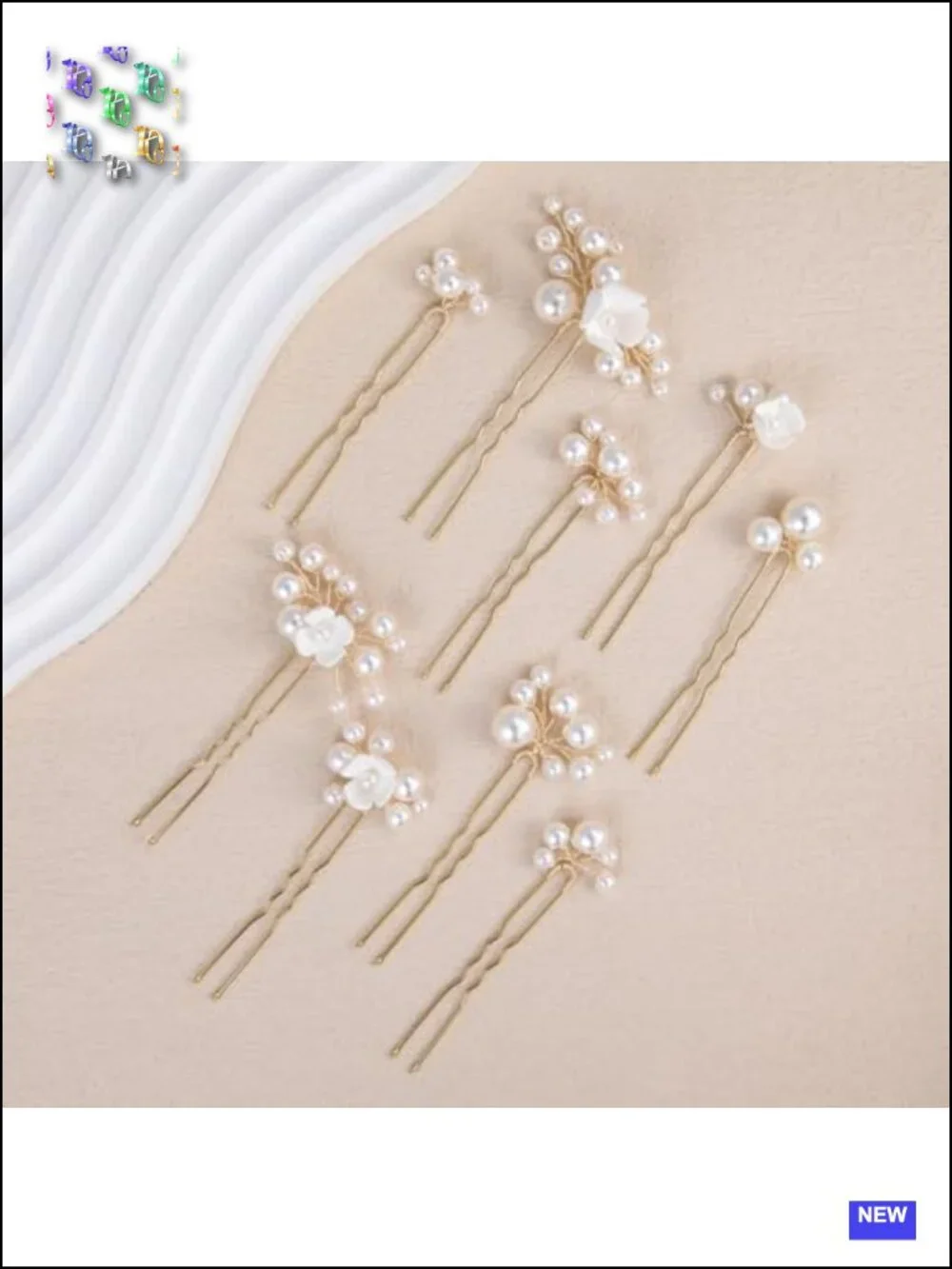9Pcs White Flower Pearl Hair Pins Bridal Wedding Hair Accessories Women